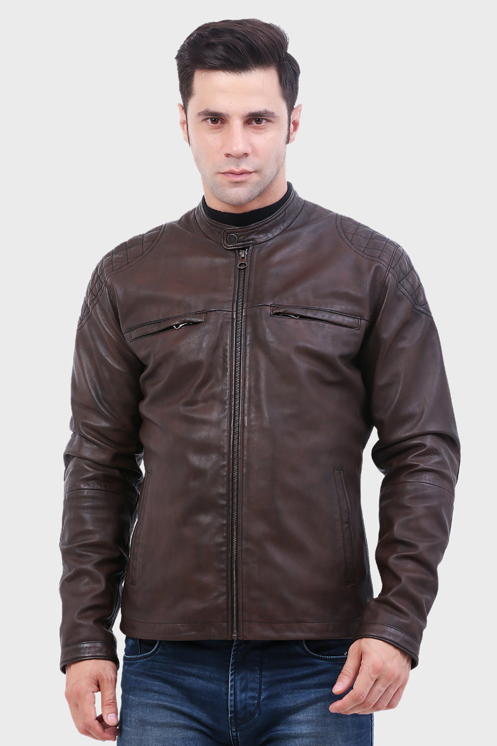 Justanned Brown Double Flap Pockets Jacket