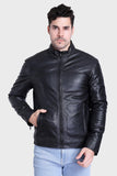 Justanned Black Faux Front Zip Leather Jacket
