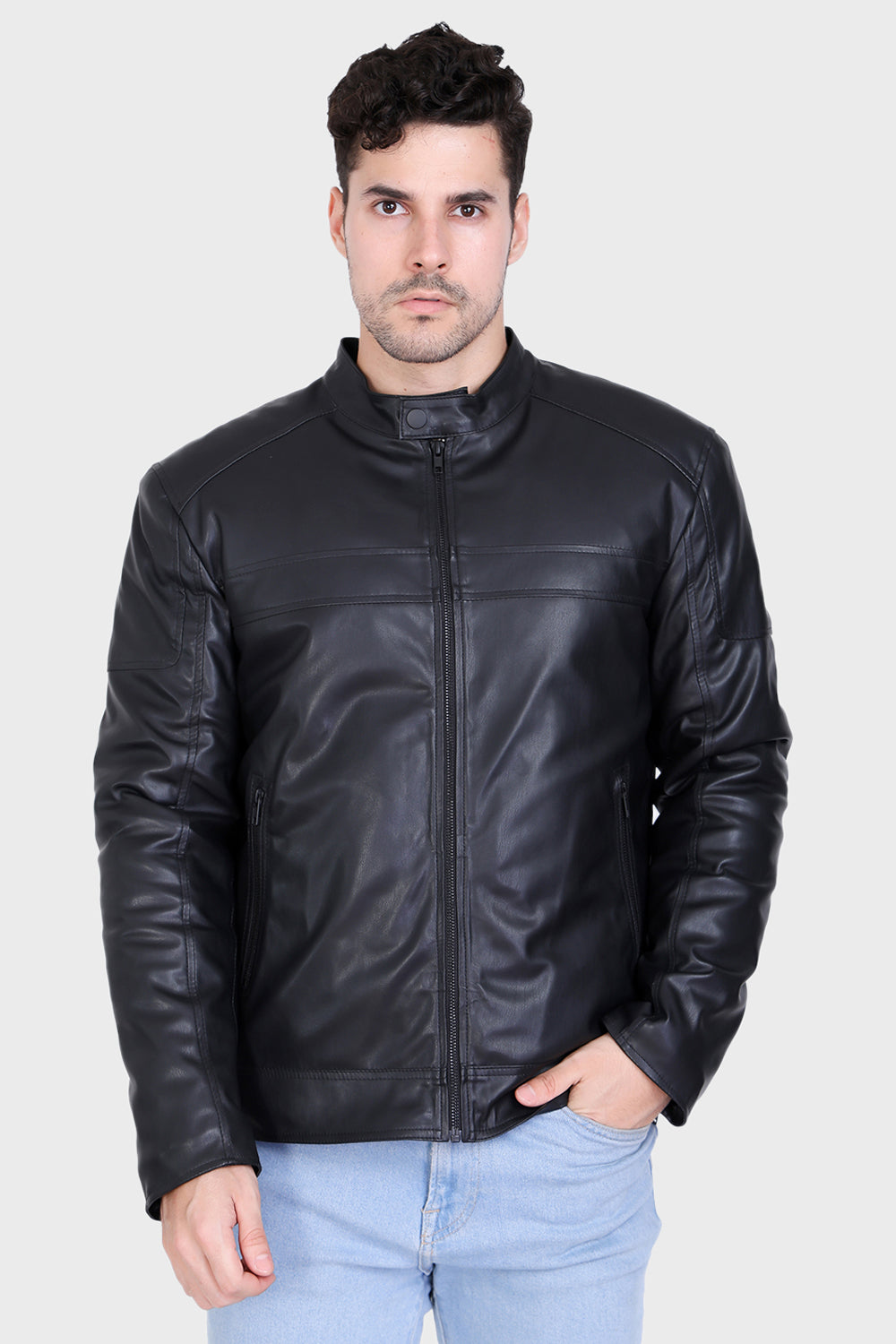 Justanned Basic Black Leather Jacket