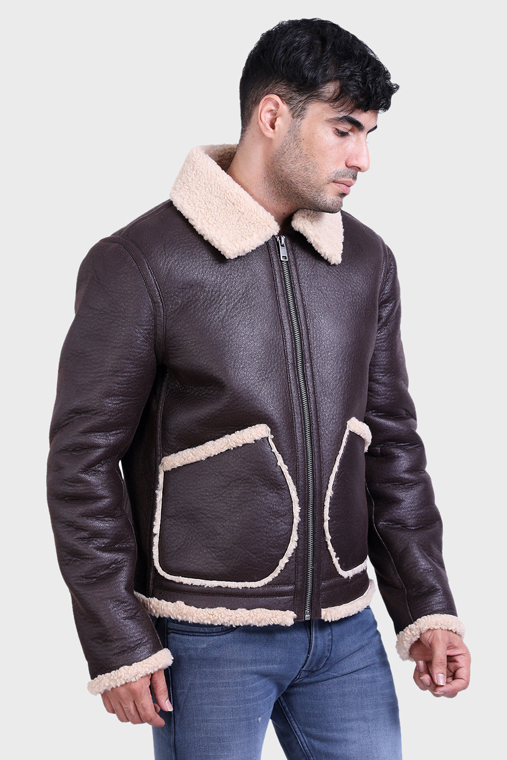 Justanned Faux Fur Top Gun Leather Jacket