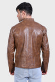 Justanned Dual Toned Striped Leather Jacket