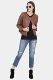 Justanned Women Tan Brown Solid Leather Jacket