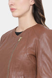 Justanned Women Tan Brown Solid Leather Jacket