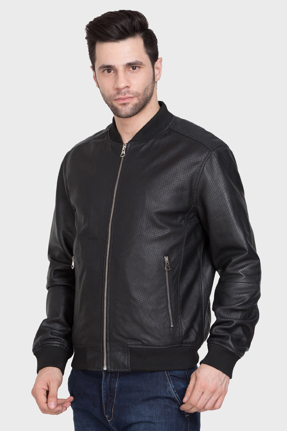 Justanned Perforated Bomber Jacket