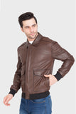 Justanned Brown Bomber Leather Jacket