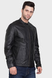 Justanned Black Casual Leather Jacket