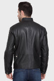 Justanned Black Front Zip Leather Jacket
