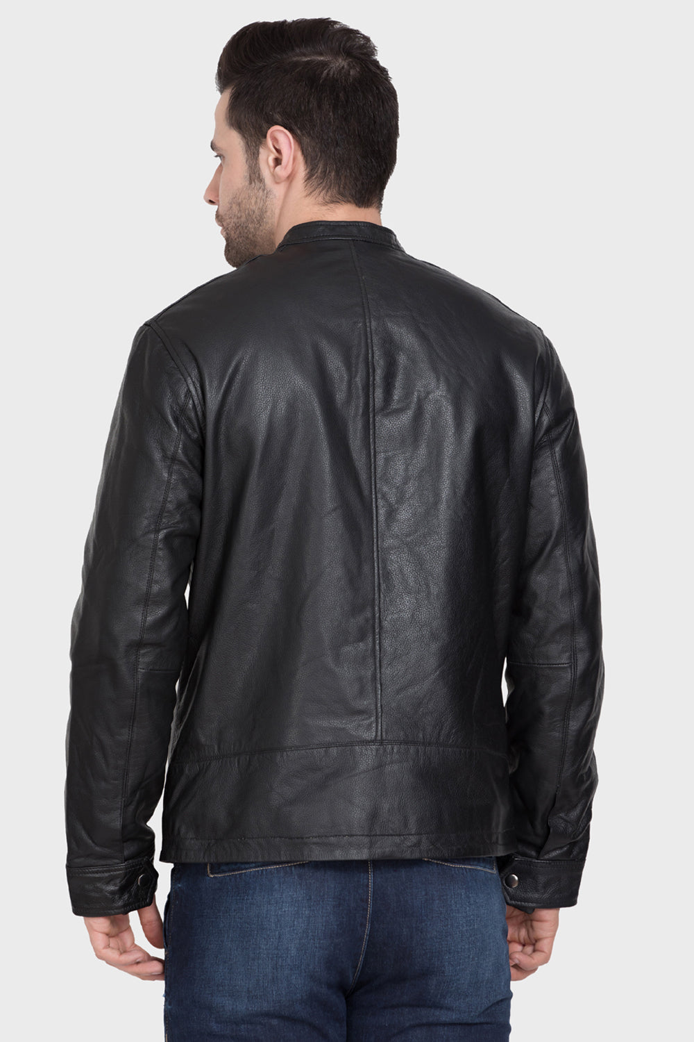 Justanned Black Casual Leather Jacket