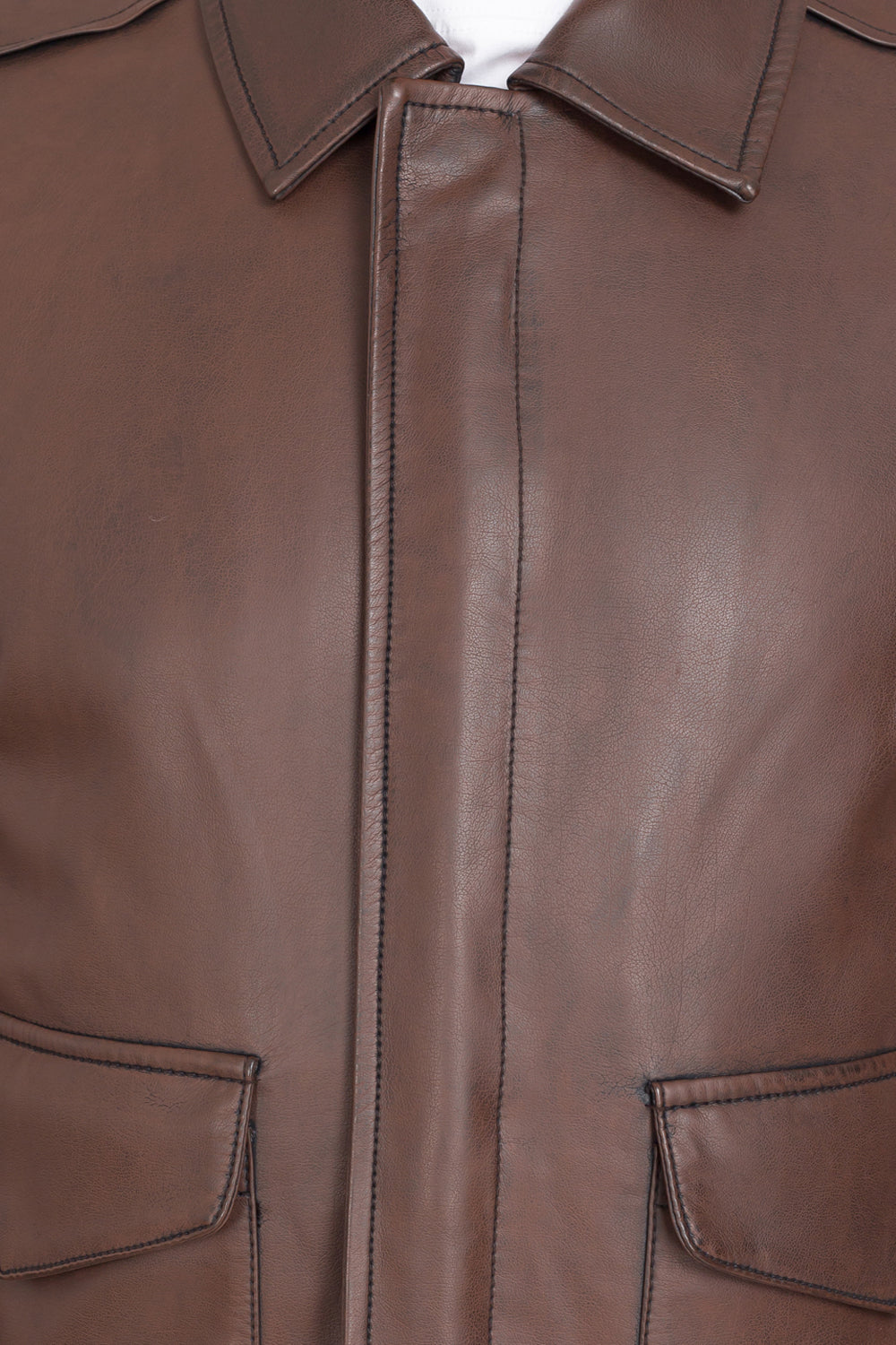 Justanned Brown Bomber Leather Jacket