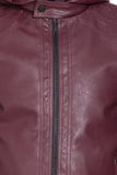Justanned Burgundy Hoodie Leather Jacket