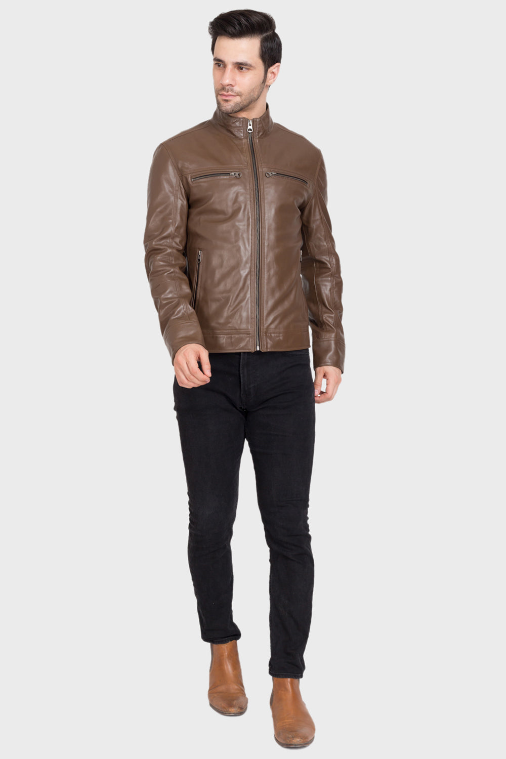 Justanned Russet Zip Leather Jacket