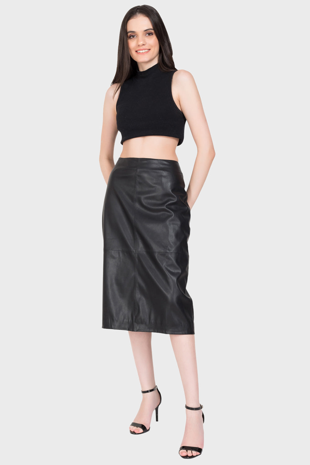 Justanned Midi Leather Skirt
