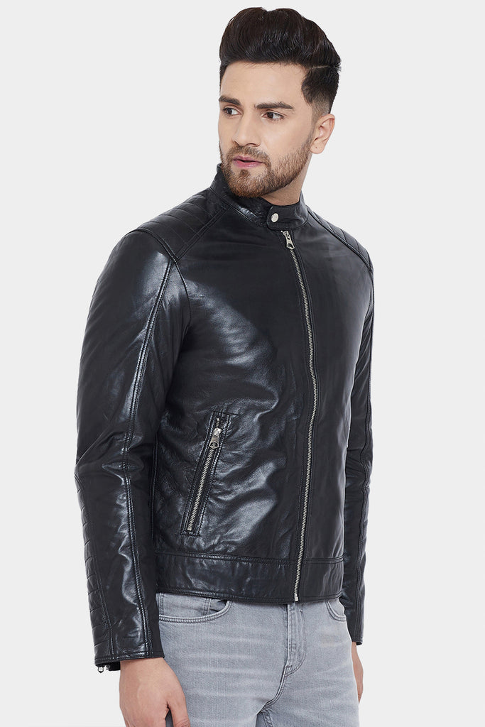 JUSTANNED REAL LEATHER MEN BLACK JACKET – Justanned