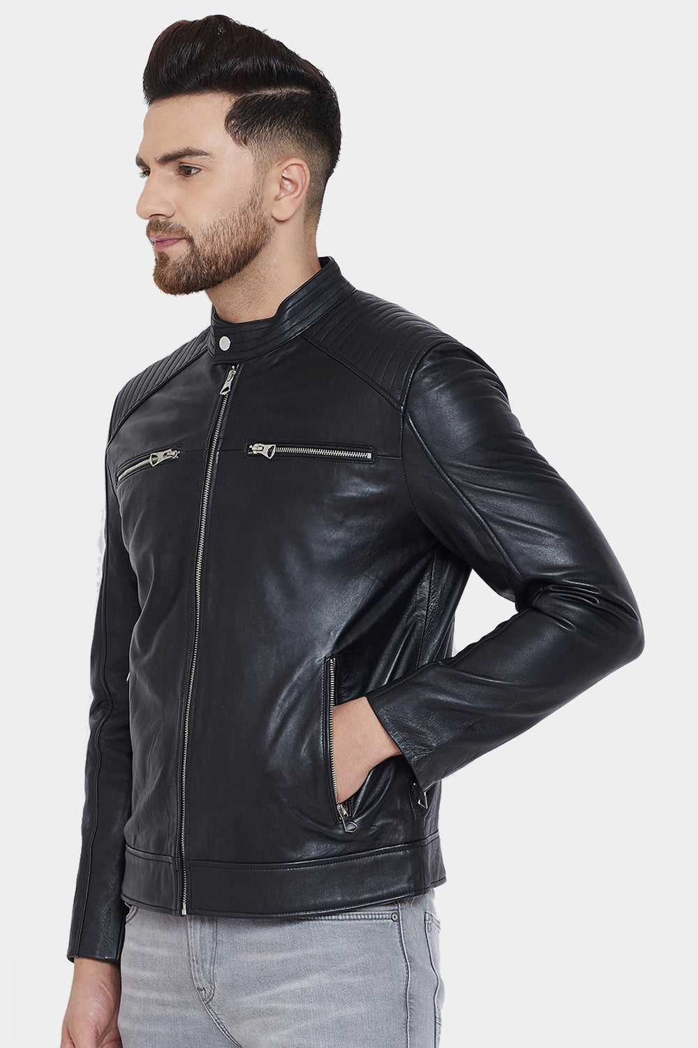Justanned Real Leather Black Jacket