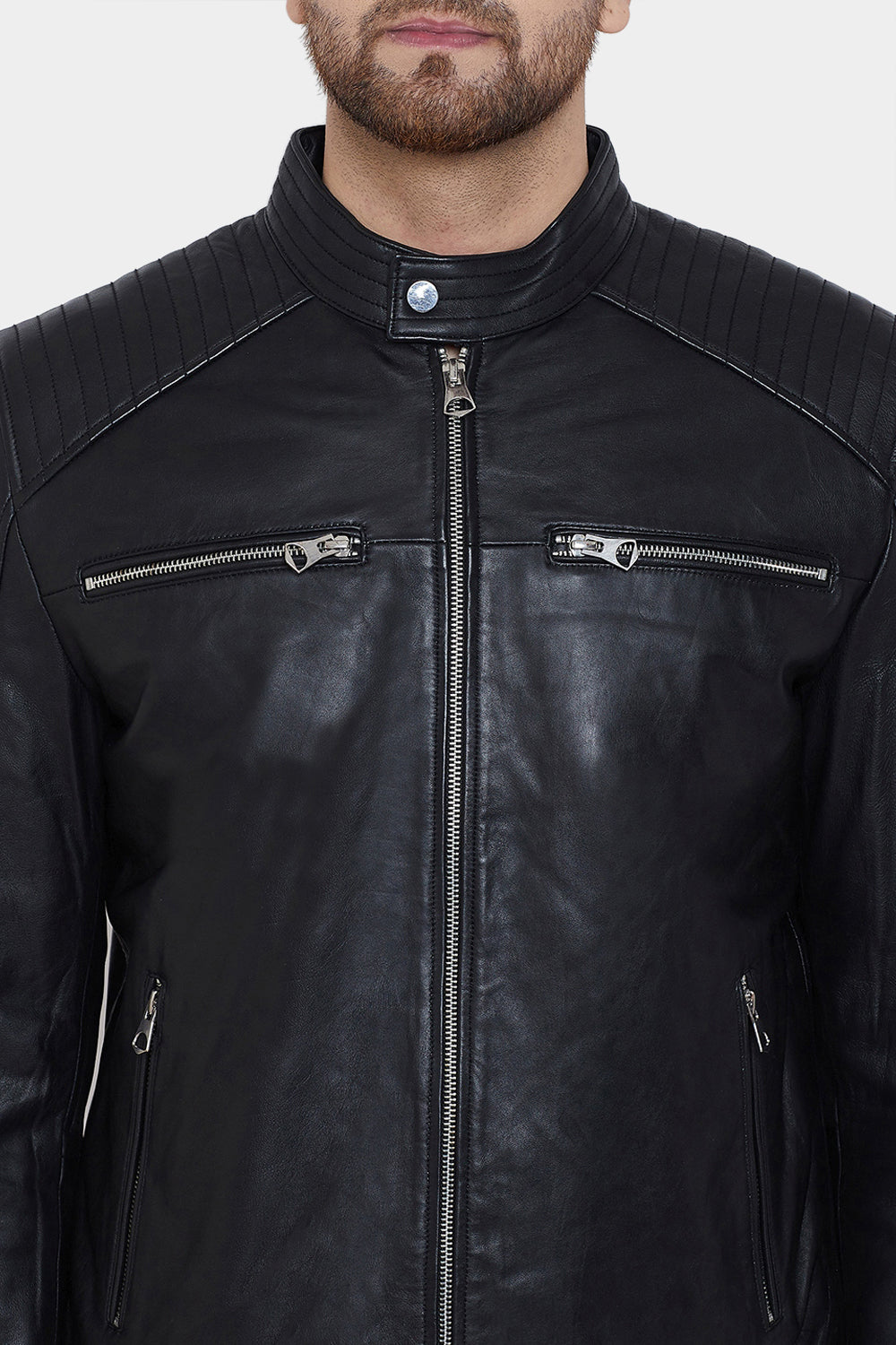 Justanned Real Leather Black Jacket