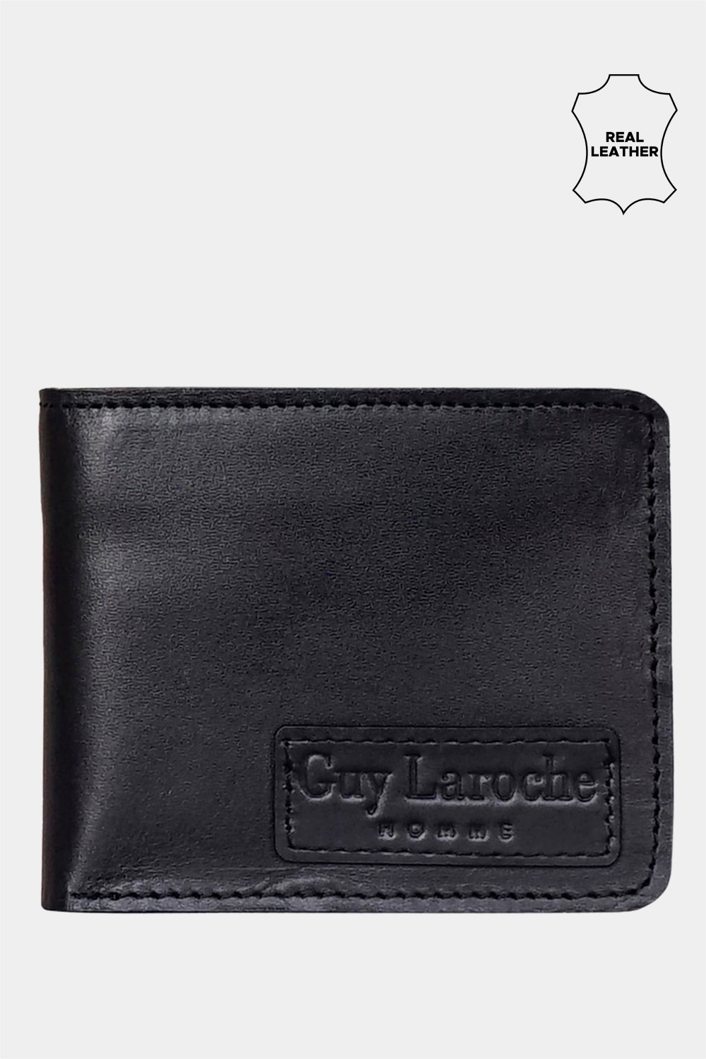 Justanned Men Curvy Black Bi-Fold Leather Wallet