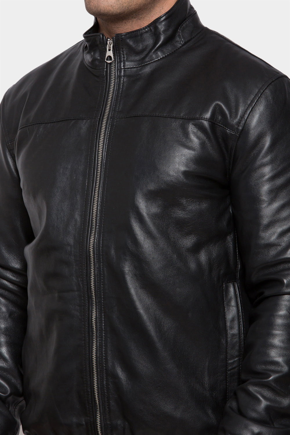 Darkened Bomber Leather Jacket