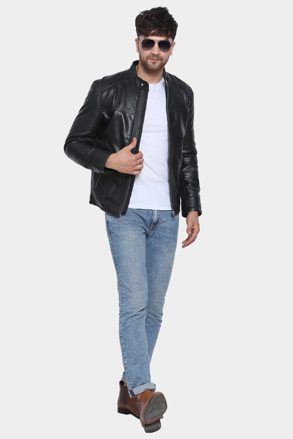 Justanned Ashed Leather Jacket