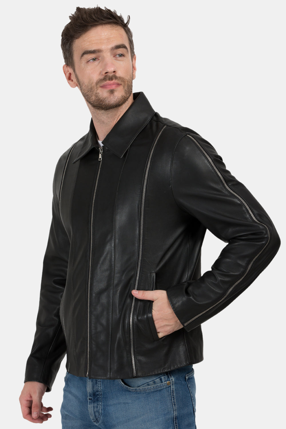 Justanned Multi Zip Leather Jacket