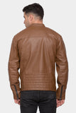 Rustic Tan Biker Leather Jacket