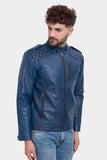 Justanned Aquatic Blue Leather Jacket