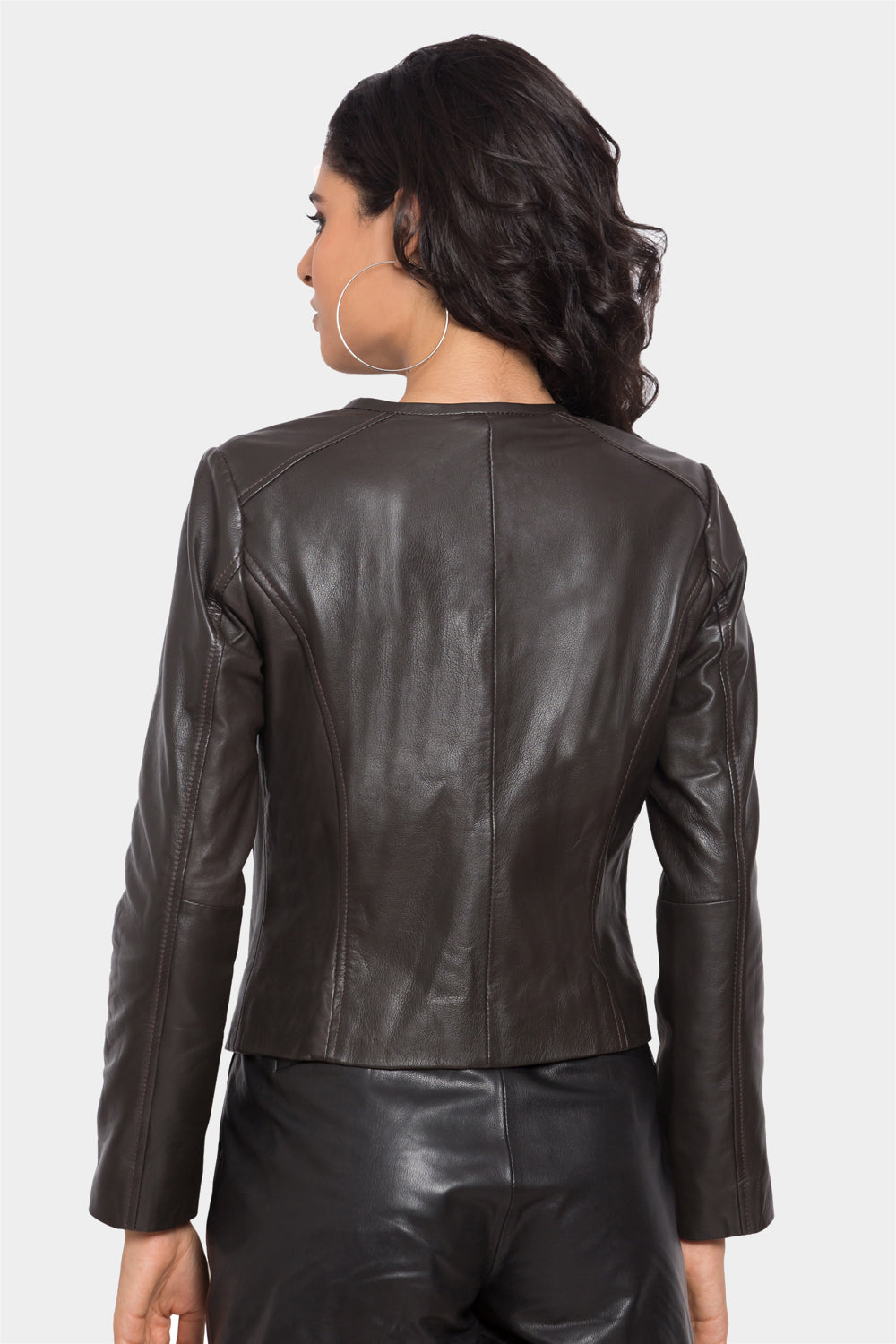 "Justbrown" Skinny Fit Leather Jacket