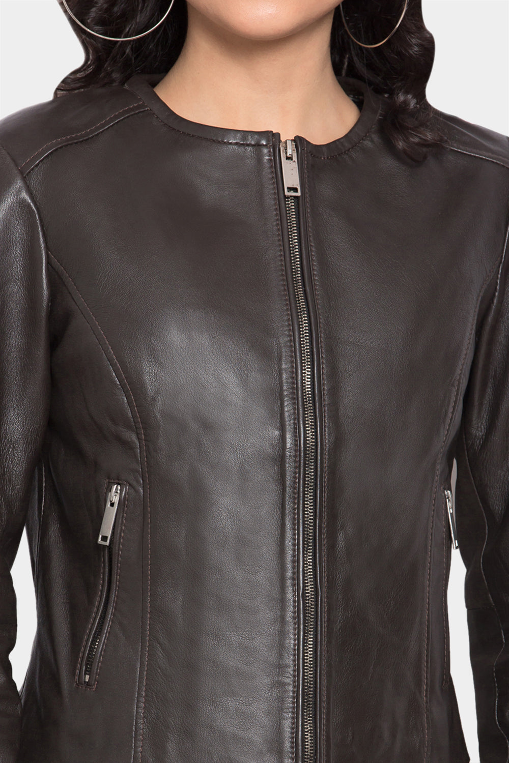 "Justbrown" Skinny Fit Leather Jacket