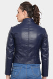 Justanned Trendy Navy Skinny Fit Leather Jacket