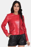 Justanned Cherry Red Leather Jacket