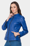 Justanned Cobalt Women Leather Jacket