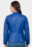 Justanned Cobalt Women Leather Jacket