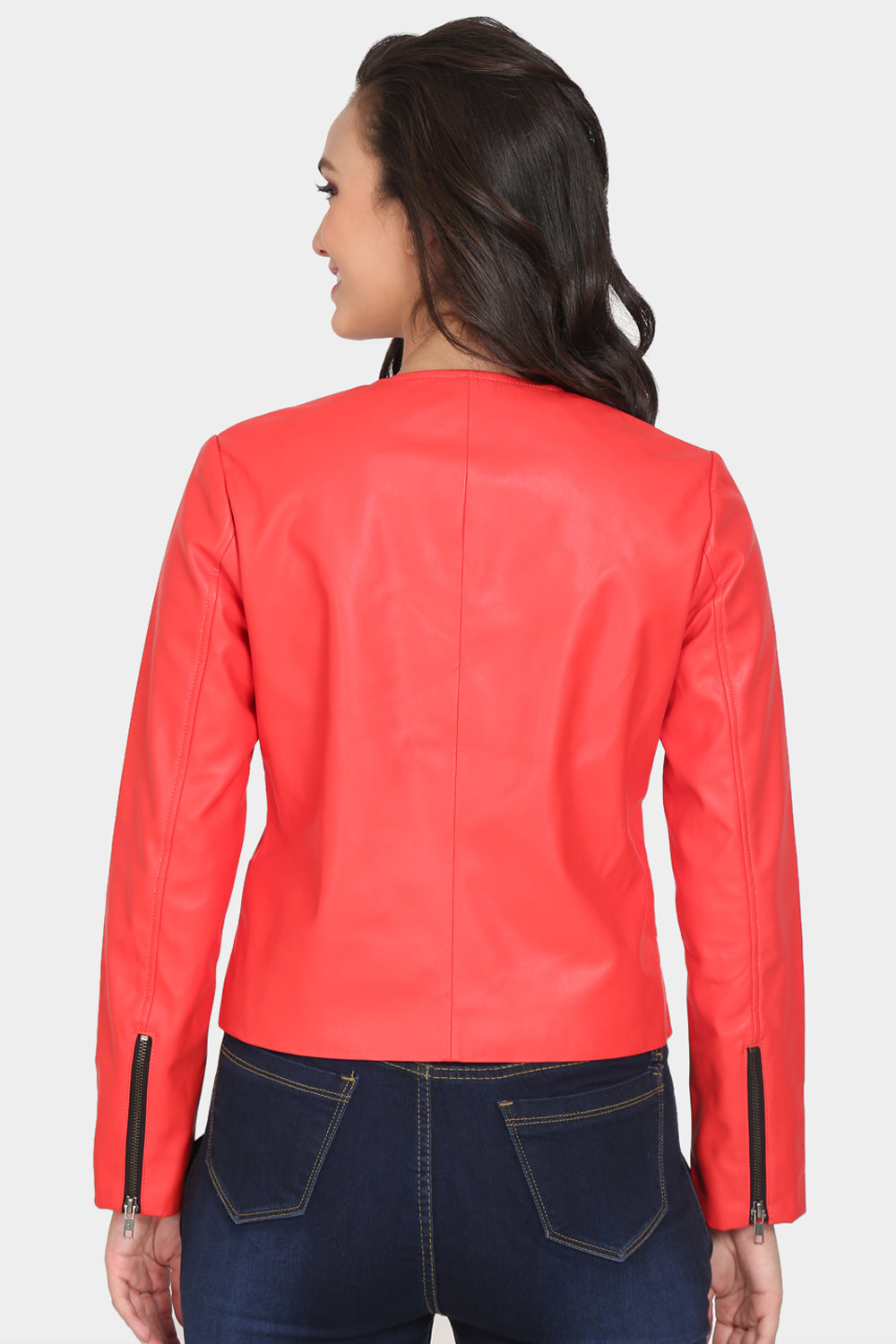Justanned Crimson Red Leather Jacket