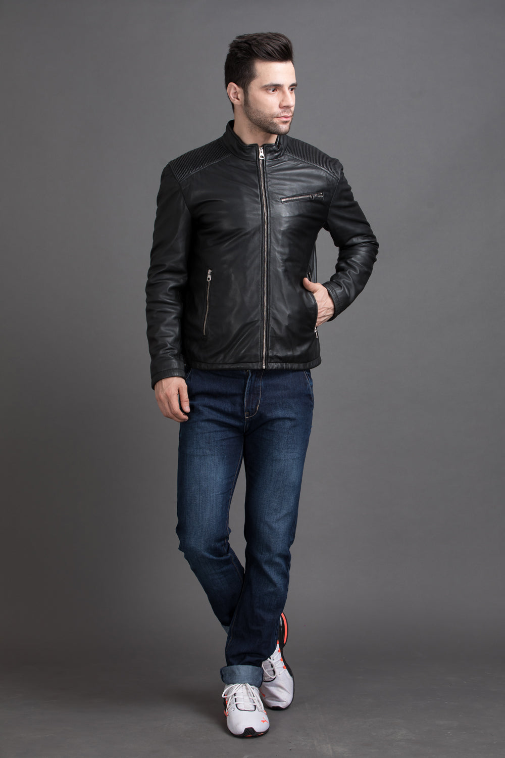 Justanned Black Quilted Leather Jacket