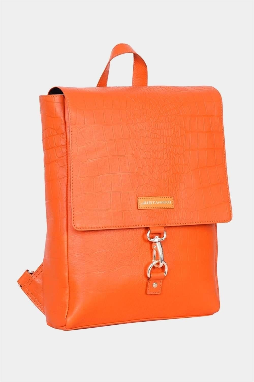 Justanned Womens Orange Leather Backpack