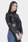 Justanned Patch Detail Biker Womens Leather Jacket