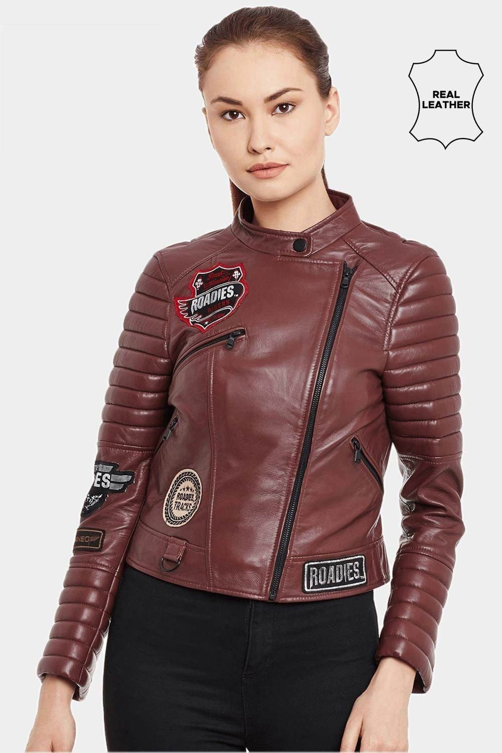 Justanned Burgundy Womens Leather Jacket